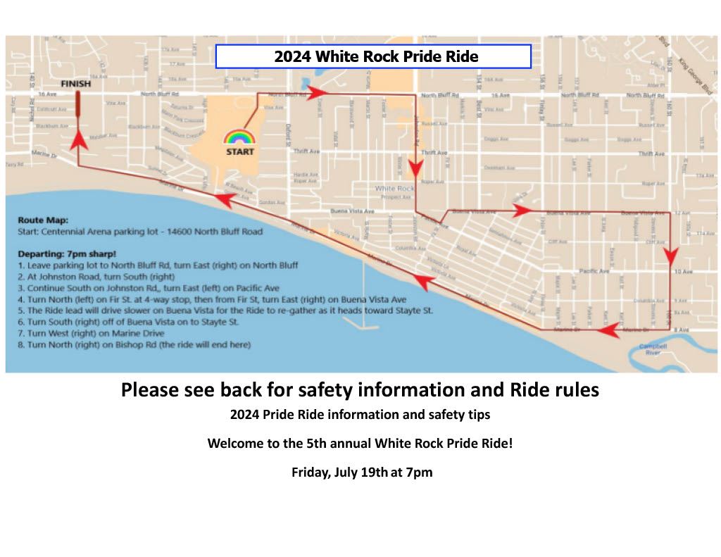 White Rock Pride Ride Map and Instructions