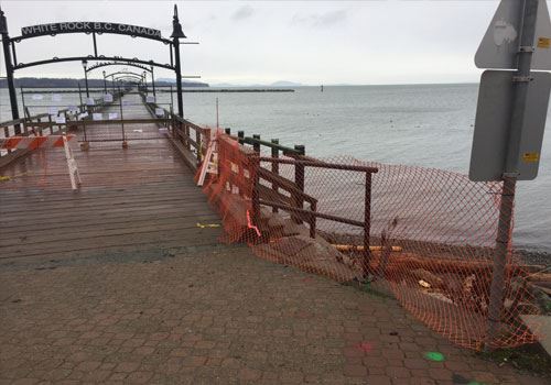 Pier barricaded and closed