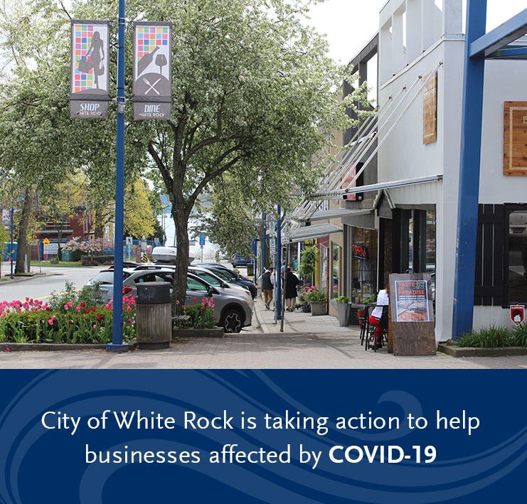 Business in White Rock with outdoor patio and spring time flowers in bloom