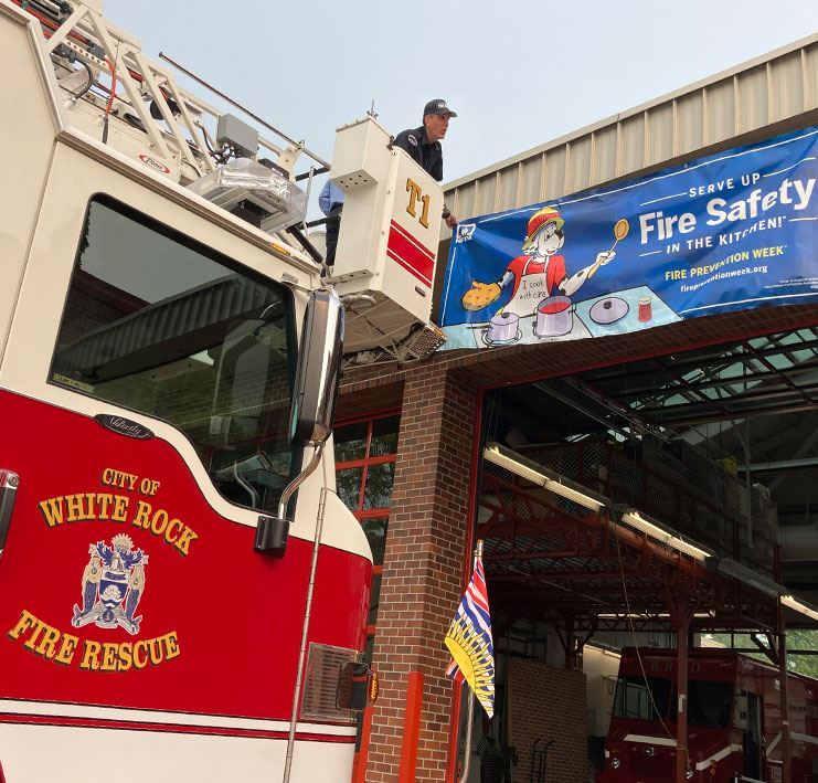 Fire Prevention Week Banner in-front of White Rock Fire Rescue
