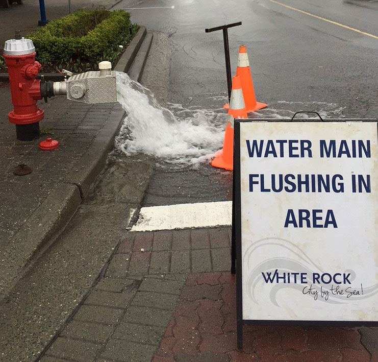 water main flushing in White Rock