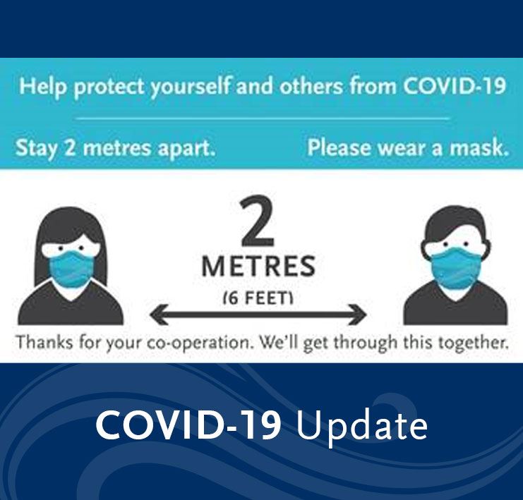 Stay 2 metres apart and please wear a mask.