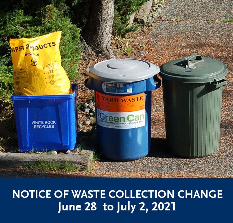 Garbage, waste, recycling bins - notice of collection change - Canada Day
