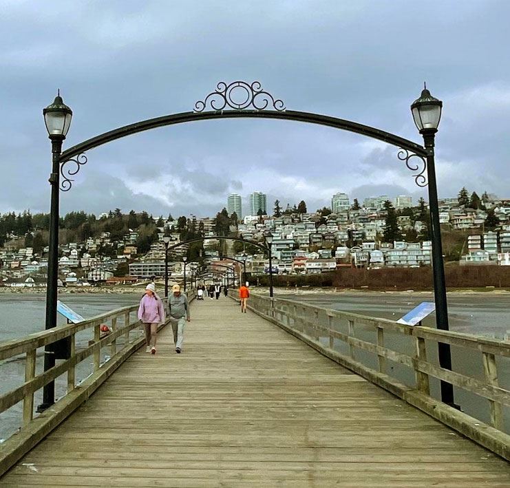 Pier with arch, City of White Rock skyline