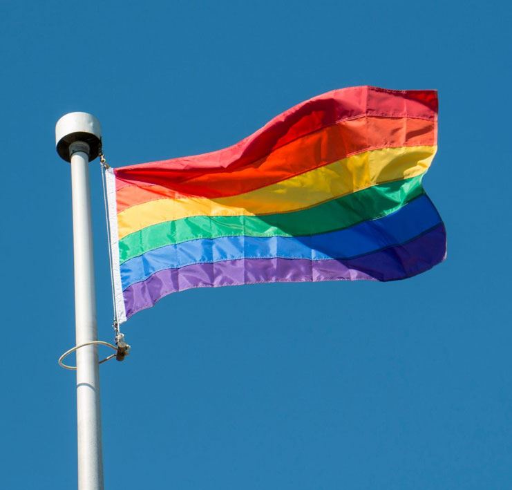 rainbow flag flying 