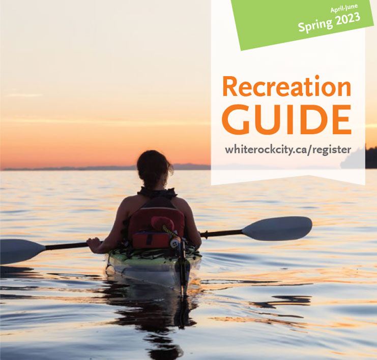 person kayaking at sunset, 2023 spring recreation guide