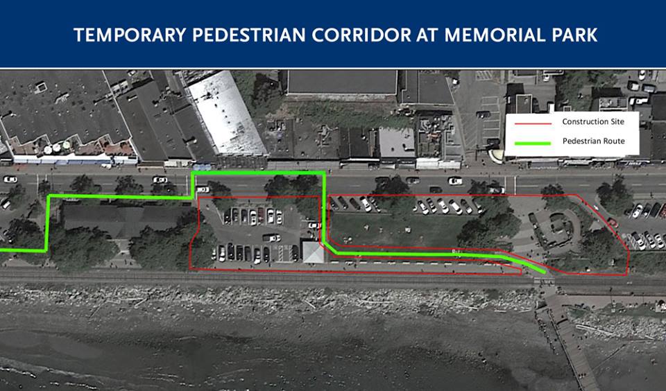 Memorial Park Construction Notice Map of Temporary Path