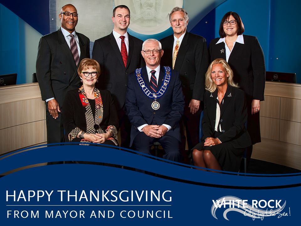 Image of White Rock City Council and Happy Thanksgiving message