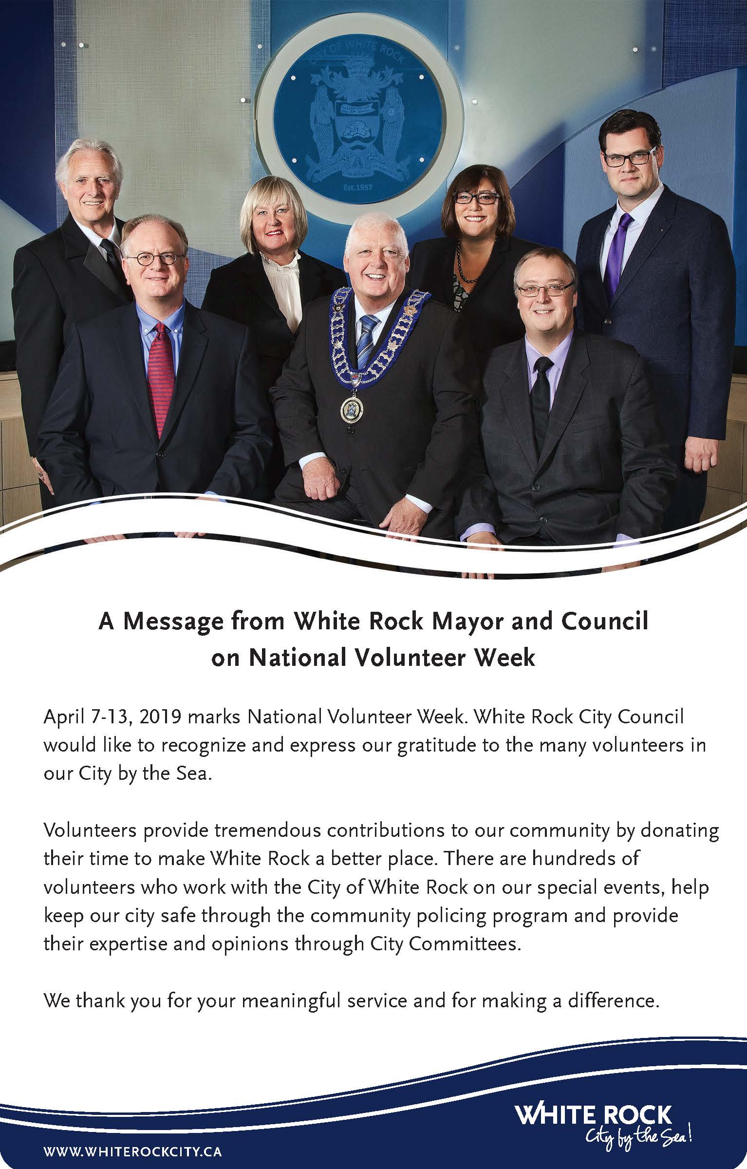 Message from White Rock City Council - National Volunteer Week
