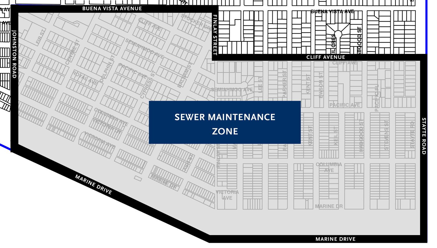 Notice of Work - map of area of sewer zone