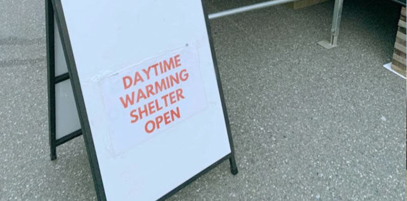 daytime warming centre open sign