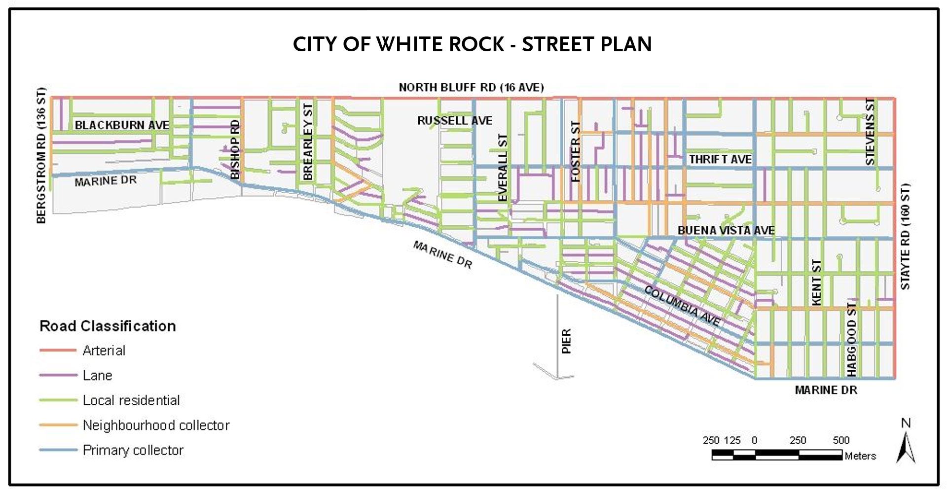Map of streets in the City of White Rock Opens in new window