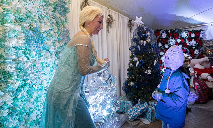 Elsa character meeting kids