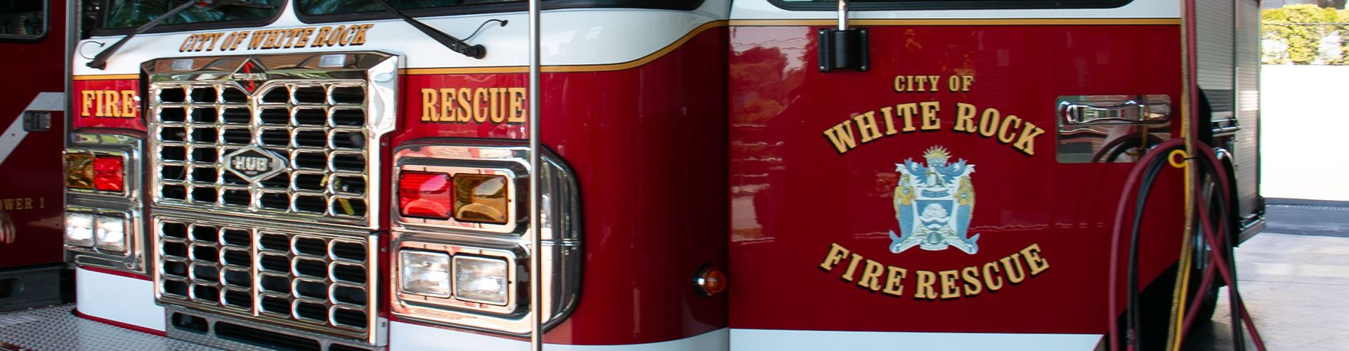 White Rock Fire Rescue crest on fire truck